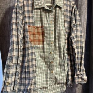Patch work flannel distressed